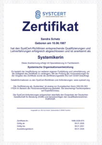 Systemische Organisationentwicklung Zertifikat Systemikerin